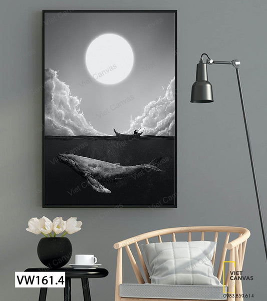 Tranh Cá Heo Dưới Biển Và Ánh Trăng - VW161.4