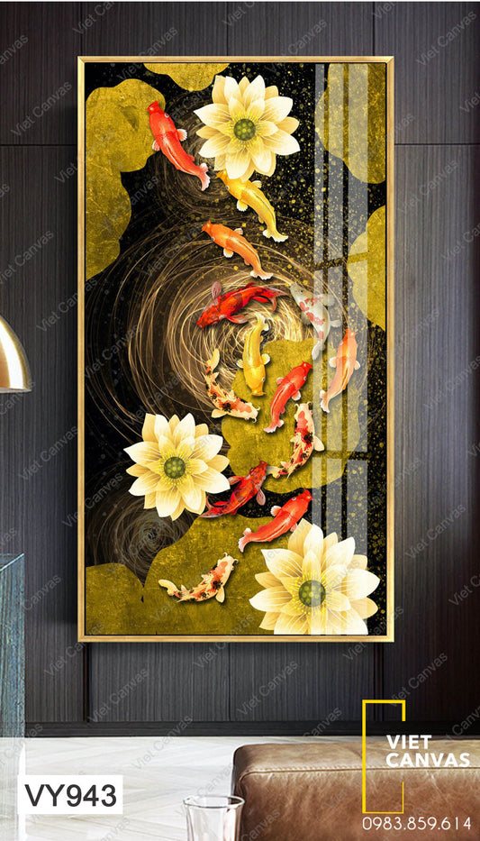 Tranh Cá Và Bông Sen Vàng - VY943