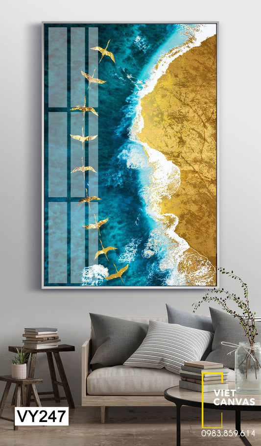Tranh Cát Vàng , Biển Và Những Cánh Chim - VY247