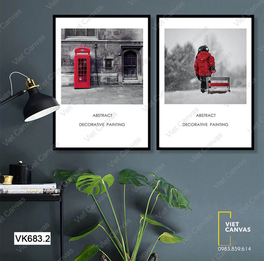 Bộ 2 Tranh Cậu Bé Áo Đỏ Và Góc Phố - VK683.2