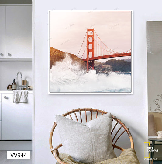 Tranh Cây Cầu Dòng Sông Và Ngọn Núi - VV944