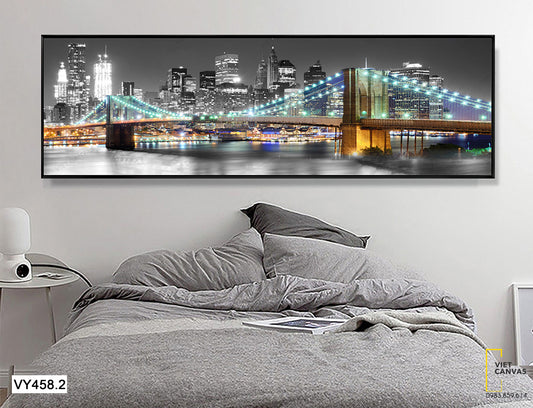 Tranh Cây Cầu Thành Phố Về Đêm - VY458.2