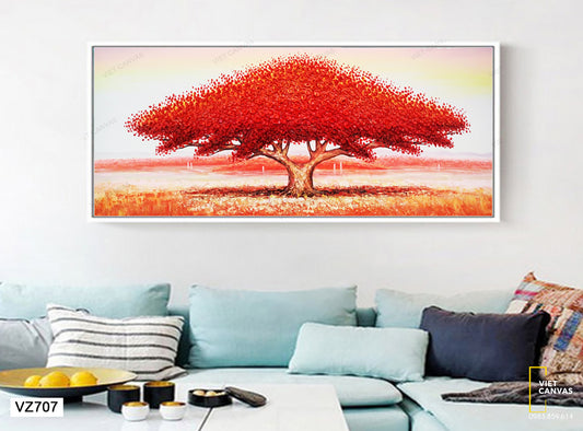 Tranh Cây Cổ Thụ Đỏ Rực Rỡ - VZ707
