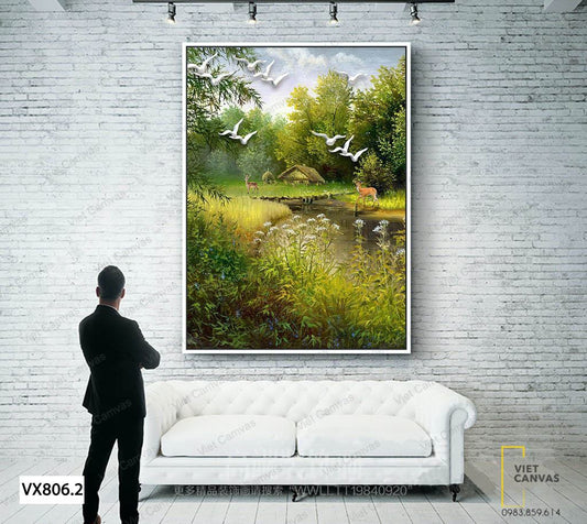 Tranh Cây Cối, Đầm Nước Và Động Vật - VX806.2