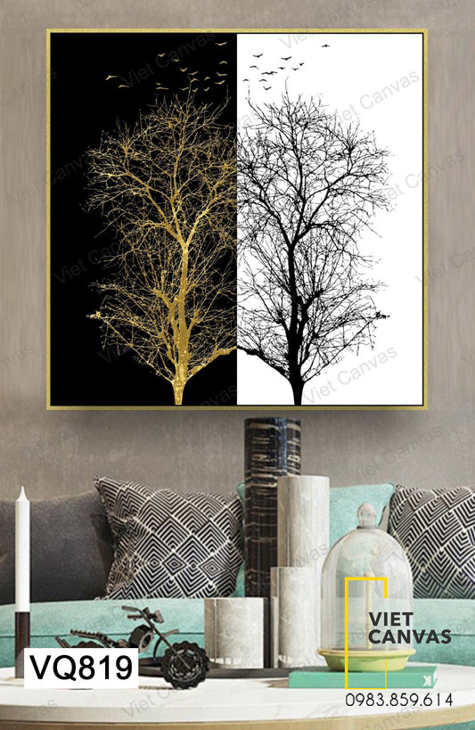 Tranh Cây Trên Nền Đen Trắng - VQ819