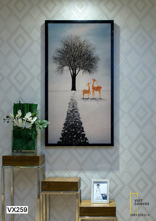 Tranh Cây Và Đôi Hươu - VX259