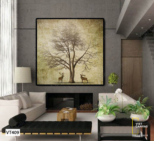 Tranh Cây Và Đôi Hưu - VT409