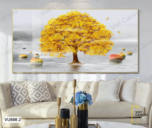 Tranh Cây Lá Vàng Và Sông - VU898.2