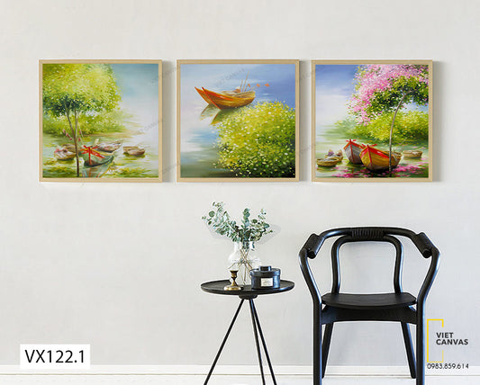 Tranh Cây Xanh Và Thuyền - VX122.1