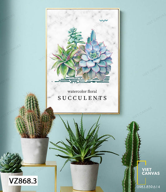 Tranh Chậu Cây Sen Đá Xinh Xắn - VZ868.3