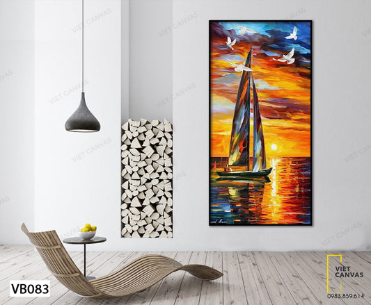 Tranh Chiếc Thuyền Cùng Ánh Hoàng Hôn - VB083