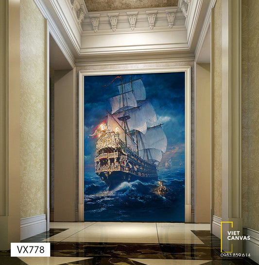 Tranh Chiếc Thuyền Ngoài Biển Xa - VX778