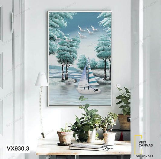 Tranh Chiếc Thuyền Nhỏ Trên Sông - VX930.3