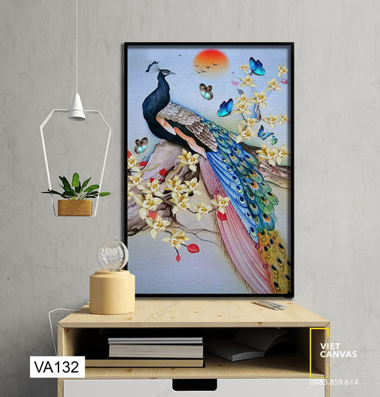 Tranh Chim Công Bên Cành Hoa - VA132