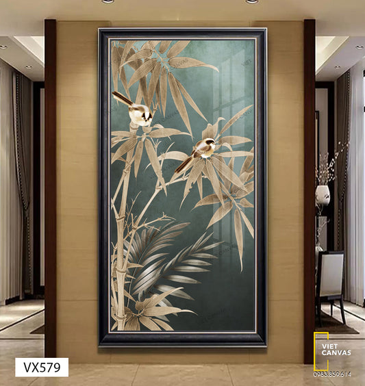 Tranh Chim Đậu Trên Cành Trúc - VX579
