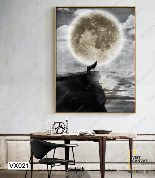 Tranh Chó Sói Dưới Ánh Trăng - VX021