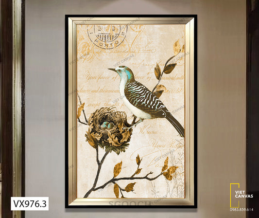 Tranh Chú Chim Non Trên Cây - VX976.3