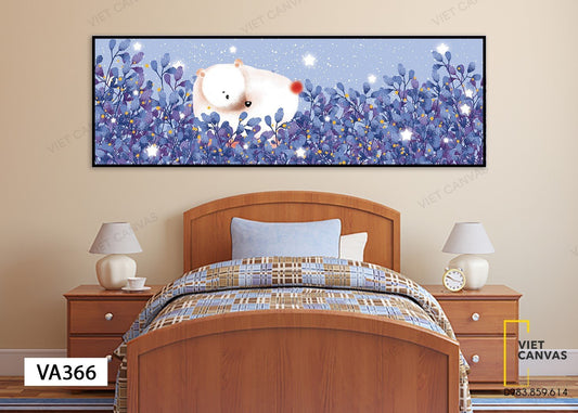 Tranh Chú Gấu Nhỏ Ngắm Hoa - VA366