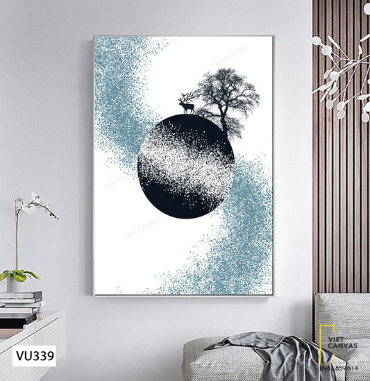 Tranh Chú Hươu, Cây Và Mặt Trăng - VU339