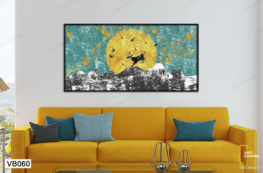Tranh Hươu Vượt Đồi Trong Đêm - VB060