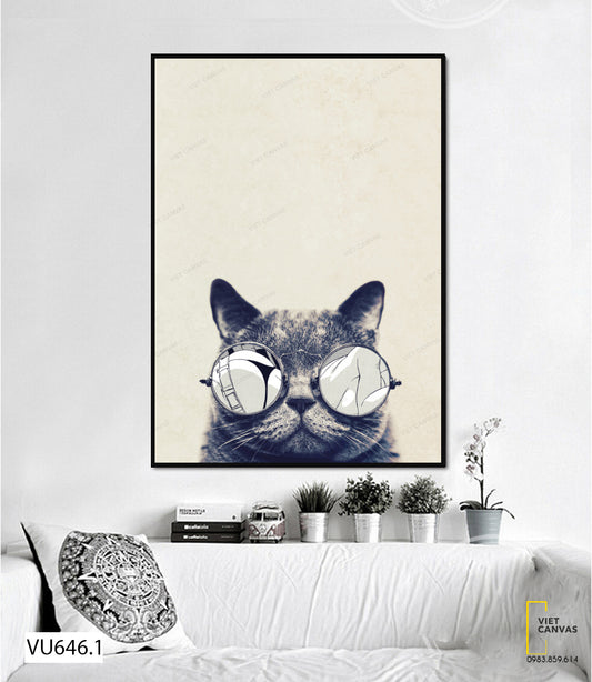 Tranh Chú Mèo Đeo Kính - VU646.1