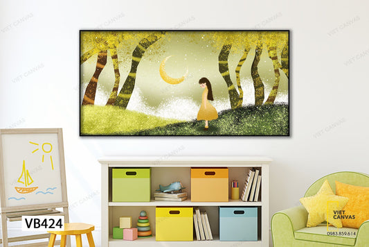 Tranh Cô Bé Bước Ra Từ Khu Vườn Cổ Tích - VB424