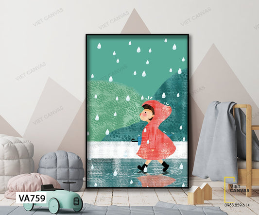 Tranh Cô Bé Trong Mưa - VA759