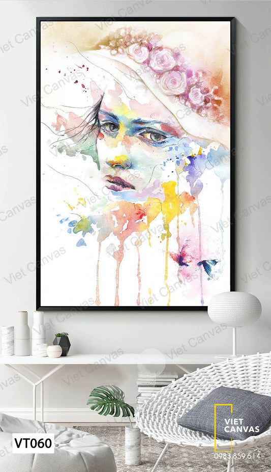 Tranh Cô Gái Và Hoa Hồng - VT060
