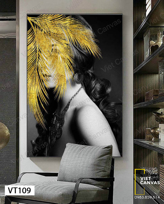 Tranh Cô Gái Và Chiếc Lá - VT109