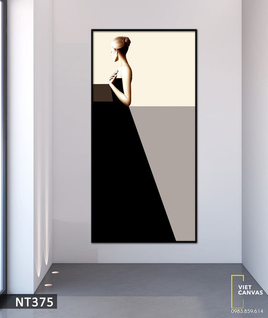 Tranh Cô Gái Mặc Váy Đen Nghệ Thuật - NT375
