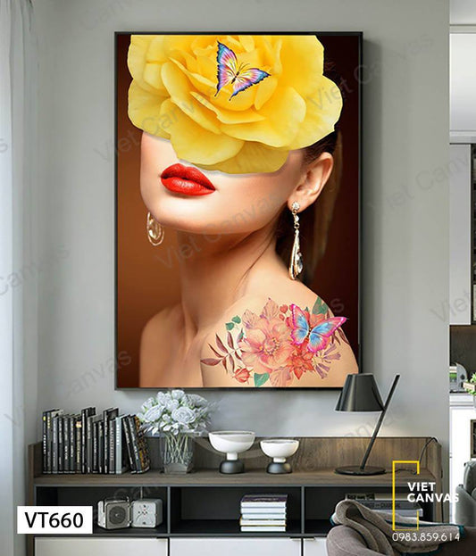 Tranh Cô Gái Và Bông Hoa - VT660