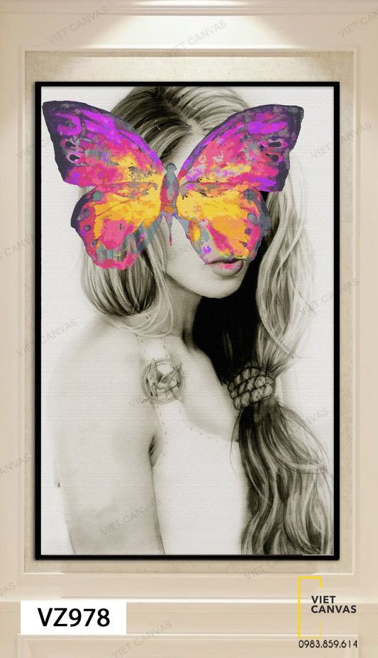 Tranh Cô Gái Và Cánh Bướm - VZ978
