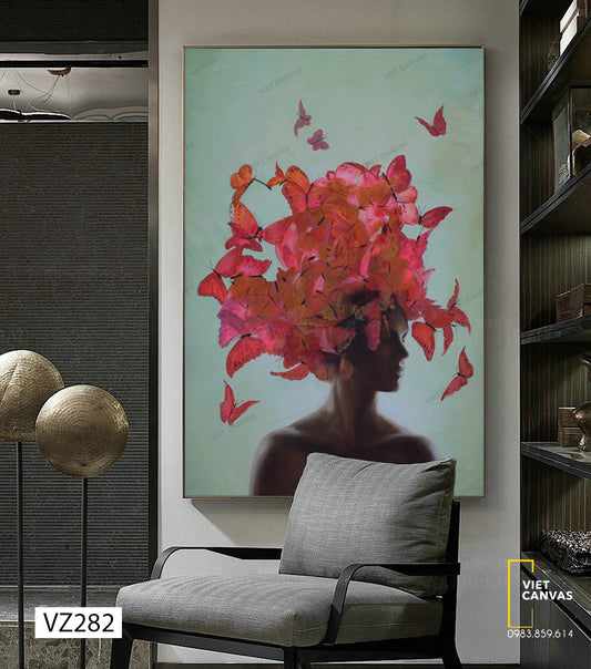 Tranh Cô Gái Và Đàn Bướm - VZ282