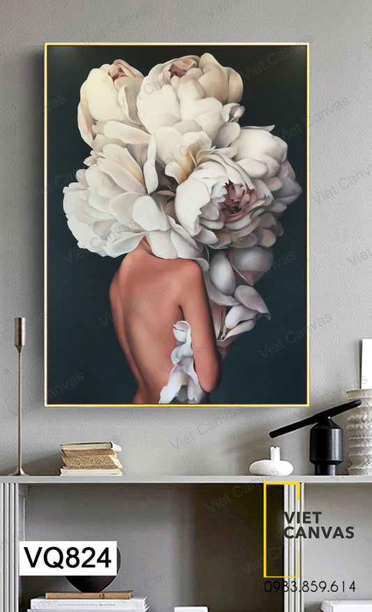 Tranh Cô Gái Và Đóa Hoa - VQ824