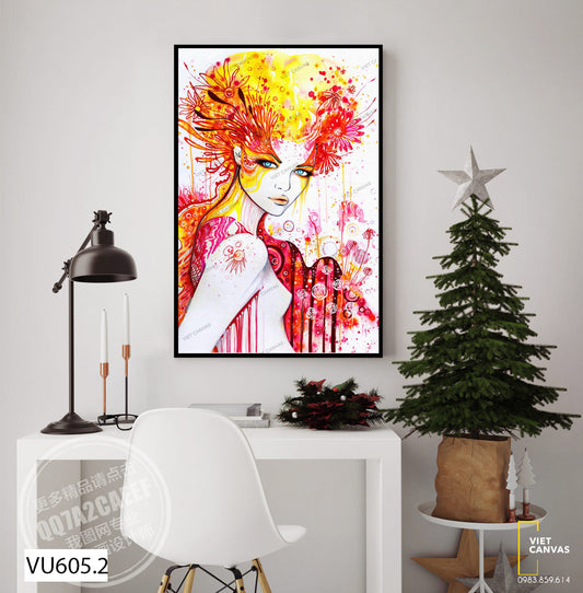 Tranh Cô Gái Và Hoa - VU605.2