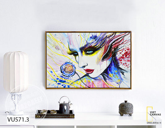 Tranh Cô Gái Và Hoa Hồng - VU571.3