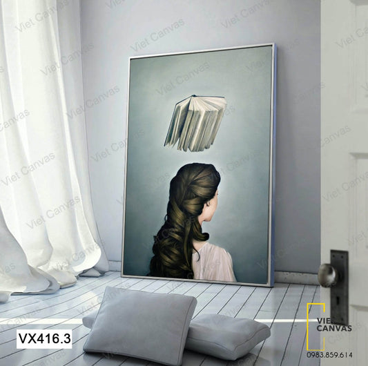 Tranh Cô Gái Và Sách - VX416.3