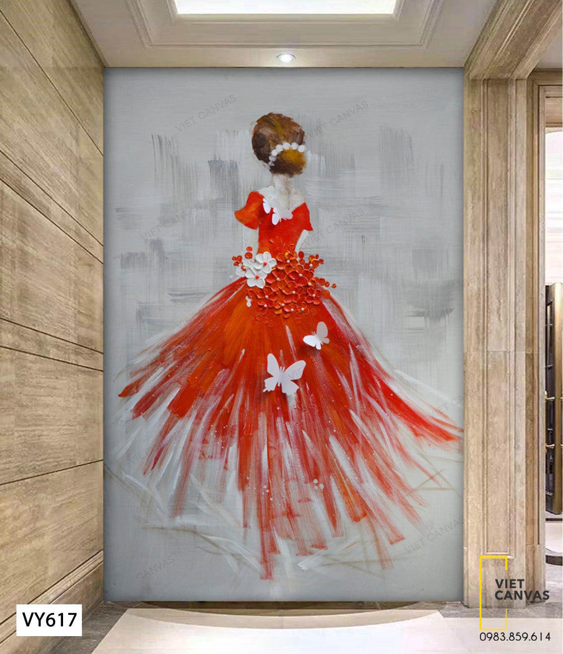Tranh Cô Gái Váy Đỏ - VY617