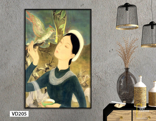 Tranh Cô Gái Và Chú Vẹt - VD205