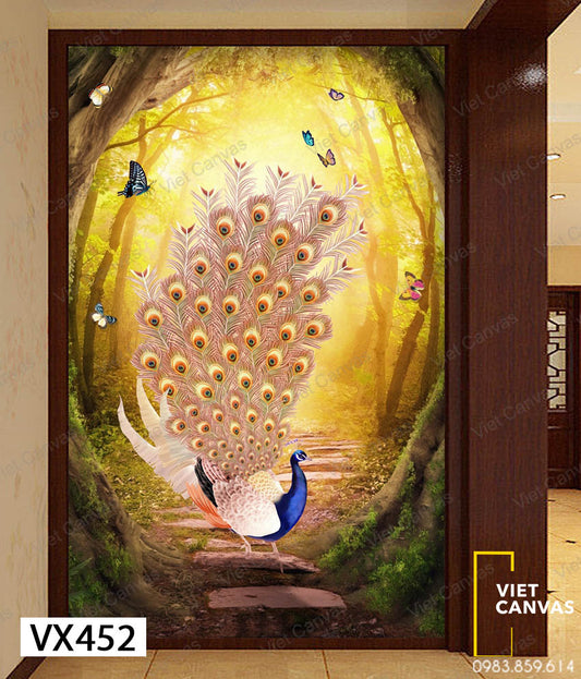 Tranh Chim Công Và Đàn Bướm - VX452