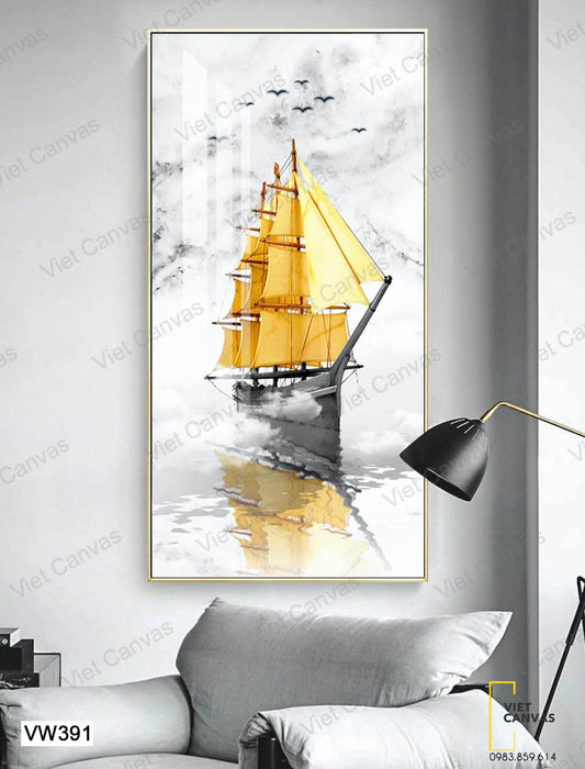 Tranh Con Thuyền Với Cánh Buồm Vàng - VW391