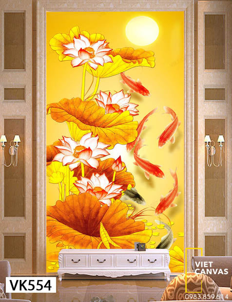 Tranh Đàn Cá Và Hoa Sen - VK554