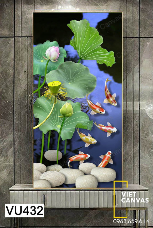 Tranh Đàn Cá Và Hoa Sen - VU432