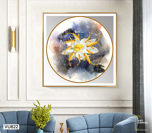 Tranh Đàn Cá Và Hoa Sen Trắng - VU822