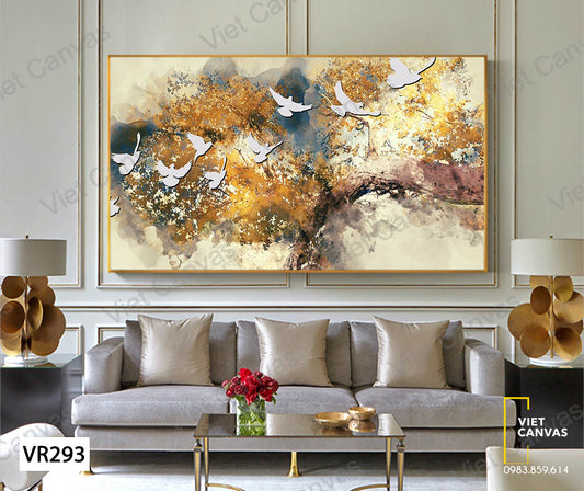 Tranh Đàn Chim Và Cây Lá Vàng - VR293