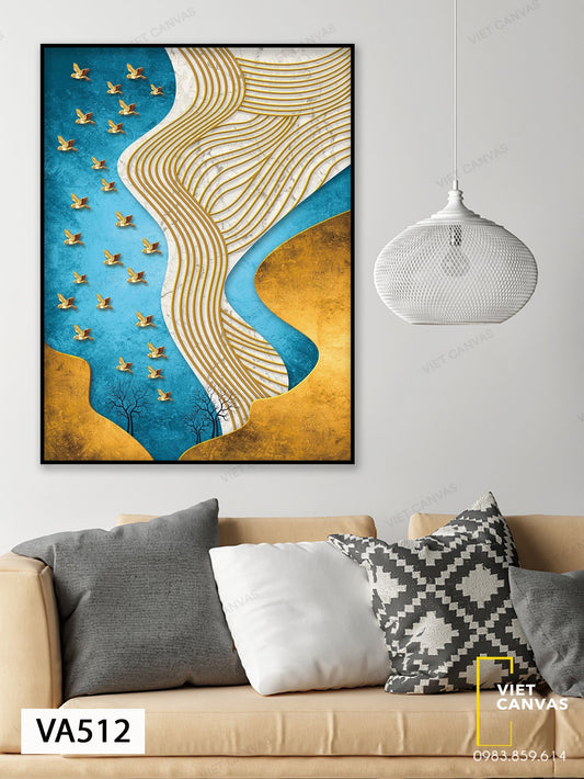 Tranh Đàn Chim Vàng Nền Xanh - VA512