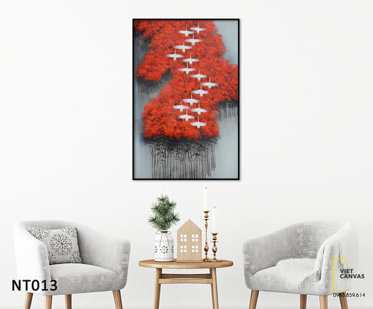 Tranh Đàn Cò Và Rừng Đỏ - NT013