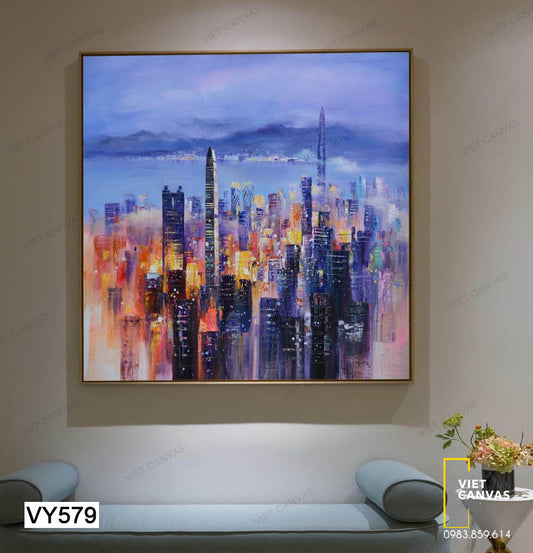 Tranh Đỉnh Những Tòa Nhà Về Đêm - VY579