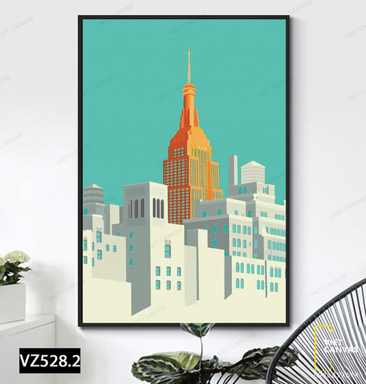 Tranh Tòa Nhà Nổi Bật Giữa Khu Phố - VZ528.2