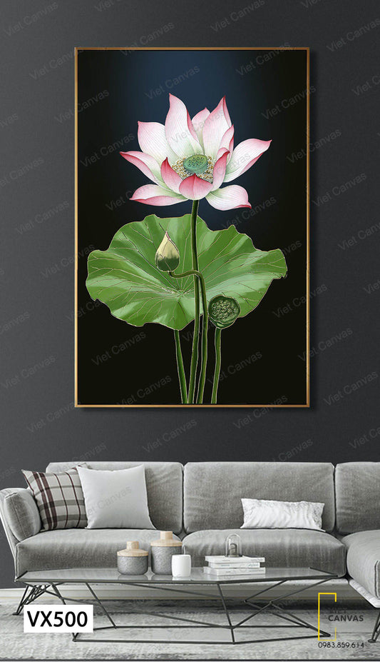 Tranh Đoá Sen Hồng Nở Rộ - VX500